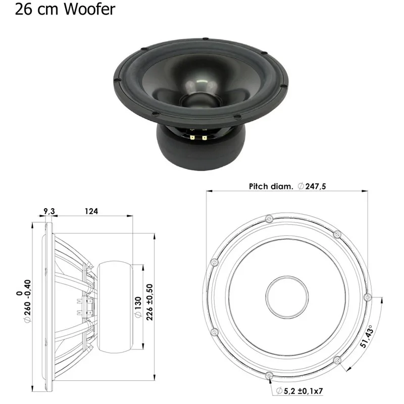 SCP-01 26W4867T/8867T00 Aluminum Cone 10 Inch  Voice Coil Woofer Speaker 4ohm/8ohm/1PCS