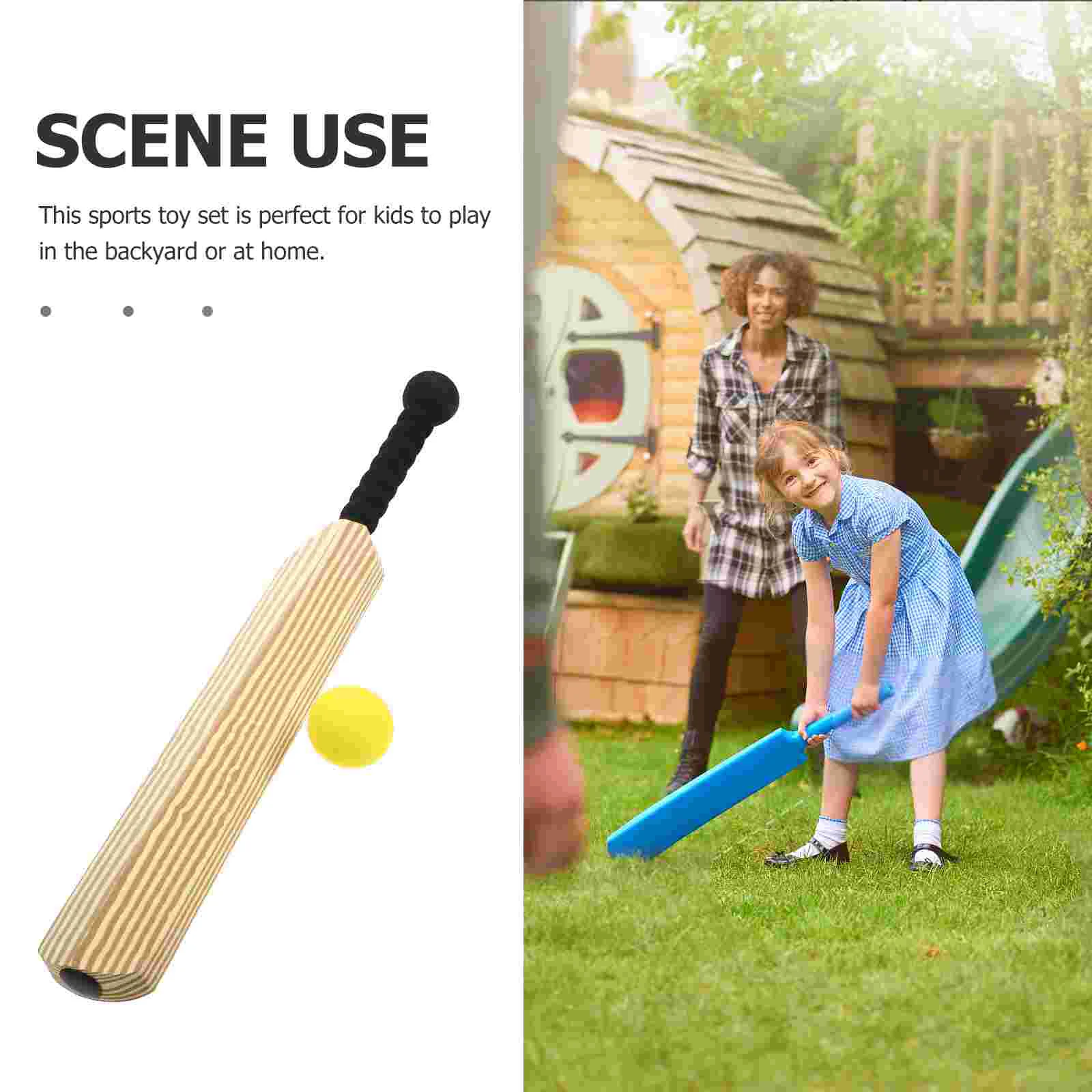 Backyard Cricket Kid Balls English Willow Bat Short Toys Kids Parent- Child Sports Set Parent-child