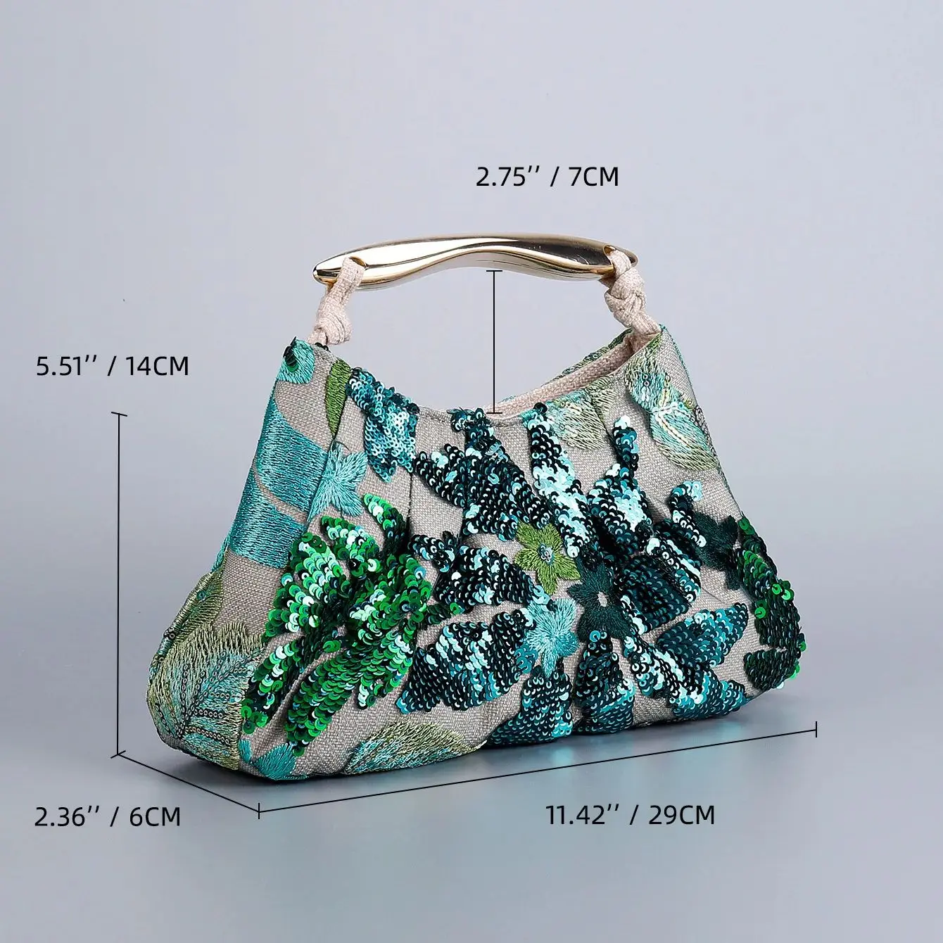 

Delicated Sequins Luxury Evening Bag Pleated Handbag Elegant Embroidered Evening Bag for Women Wedding Banquet Cheongsam Handbag