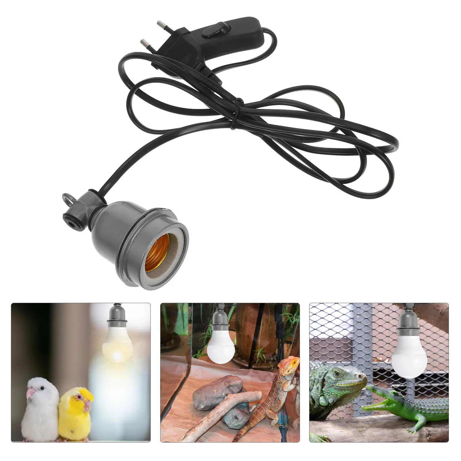 E27 Ceramic Heat Lamp Holder Switch Hanging Lamp Socket Adapter Reptile Lighting Fixture Reptile Heat Cable Smart Bulb Socket