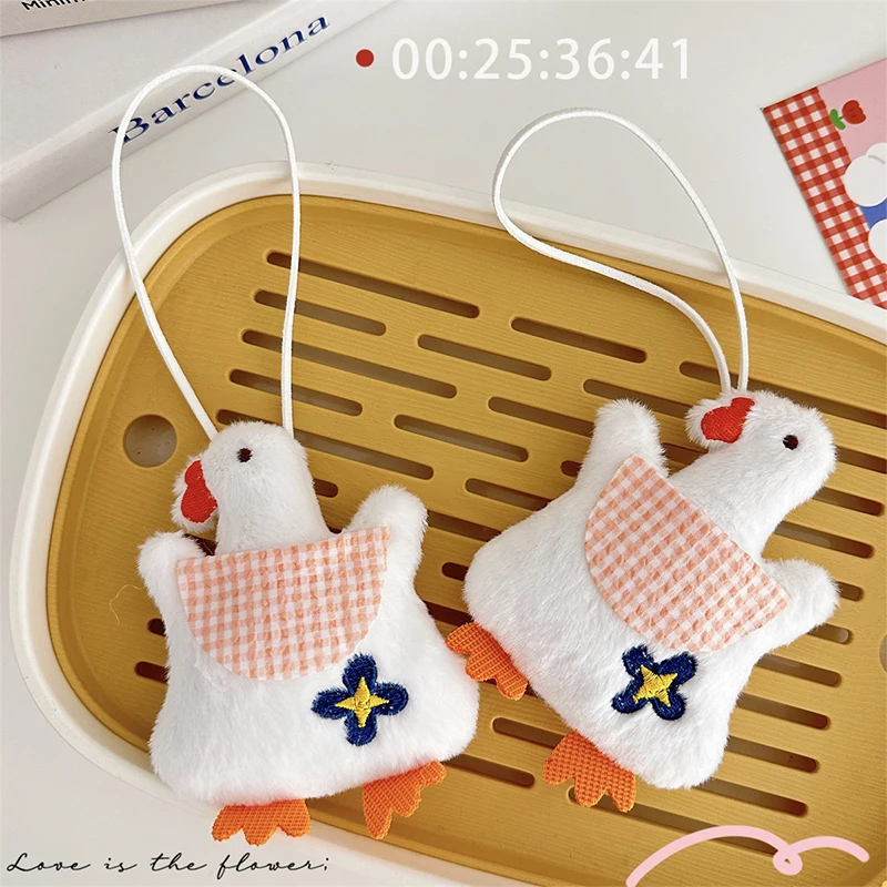 Cartoon Plush White Goose Brooch Stuffed Doll Keychain Pendant Coat Sweater Scarf Badge Pins Bag Decor