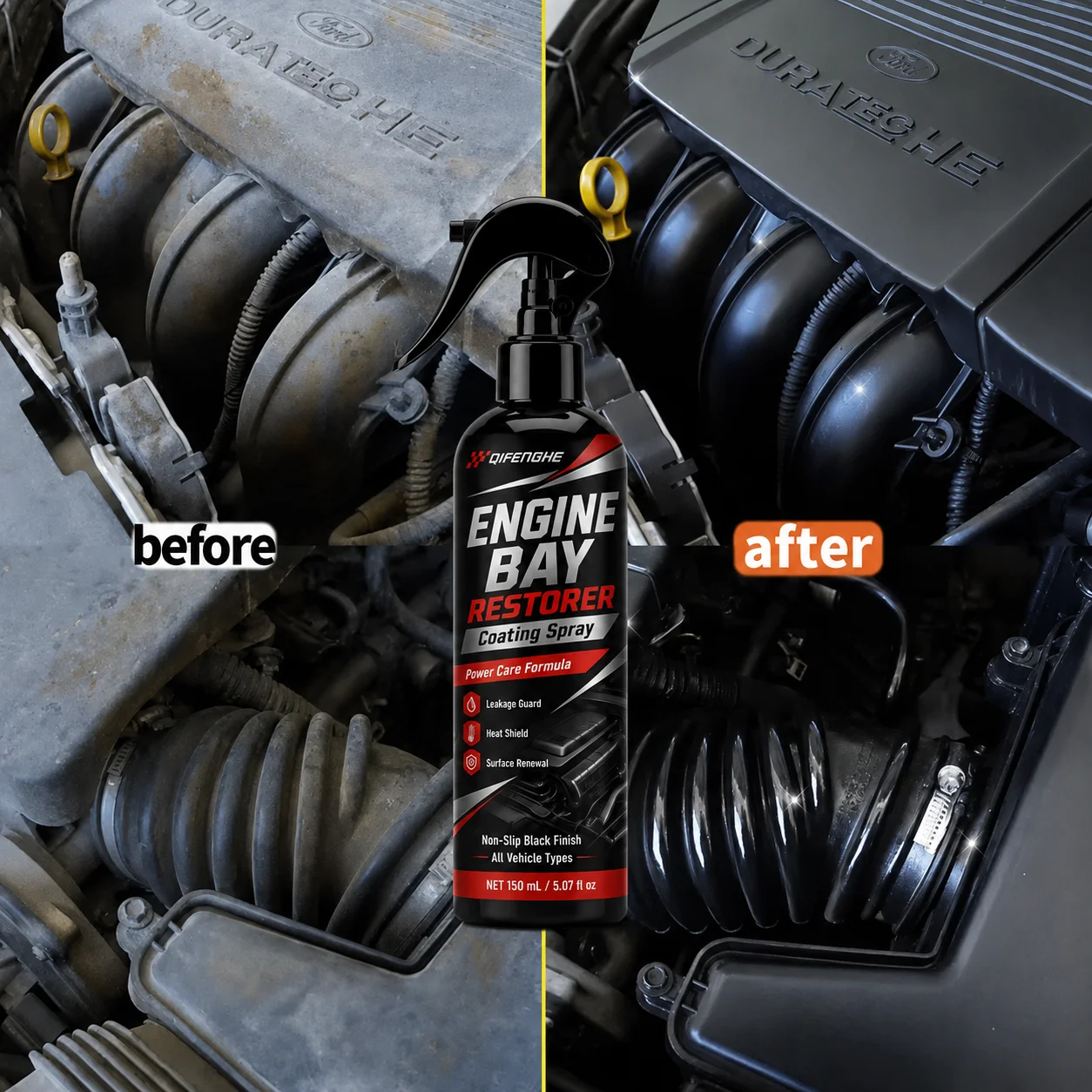 Engine Compartment Maintenance Spray 150ml Anti Leakage Heat Resistant Coating Glossy Black Non Slip Restorer for Car Truck RV