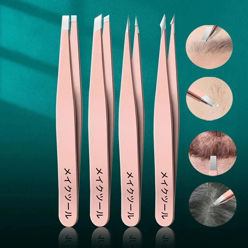 4PCS Precision Tweezers Kit,twizer for eyebrows,for ingrown hair,for plucking hair,for chin hair,for men & women