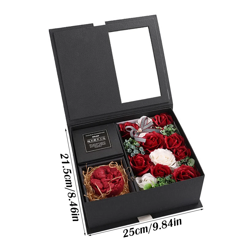 Caja de regalo de flores de jabón, Día de San Valentín, día de la madre eterno, regalos de cumpleaños, flores rosas artificiales, decoración de fiesta de boda