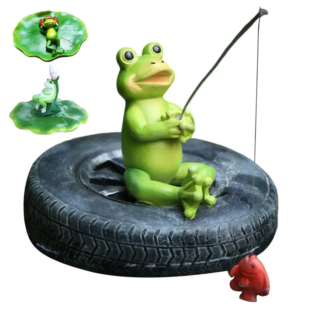Garden Statues for Water Features Realistic Floating Frog Pond Ornament Weather Resistant Resin Statue Garden Backyard for Water