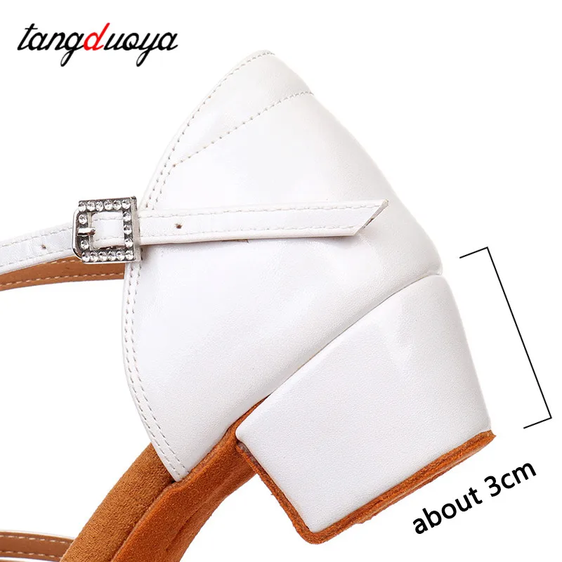 Sepatu dansa anak-anak untuk anak perempuan sepatu dansa latin Modern untuk wanita dalam ruangan hak rendah 3cm sandal tari Tango Ballroom