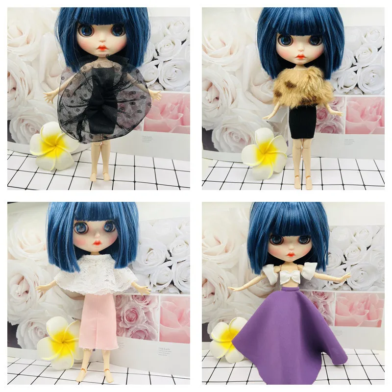 Noble Blyth Doll Clothes purple skirt for 1/6 30cm BJD Doll black gauze skirt BJD Doll Clothes Accessories