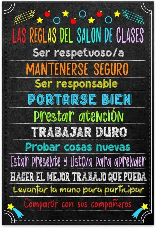 Spanish Posters for Classrooms Decorations Motivational Spanish Class Rules Poster Back to School Teacher Supplies Español  sign