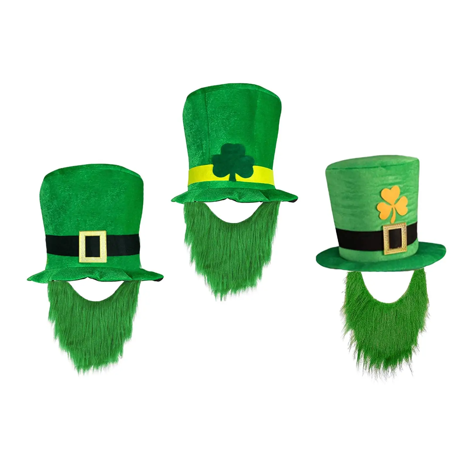 ST Patrick's Day Hat W/ Beard Velvet Party for Accessories Festival Green Hat Leprechaun Dress Up Costume Party Favor Outfit