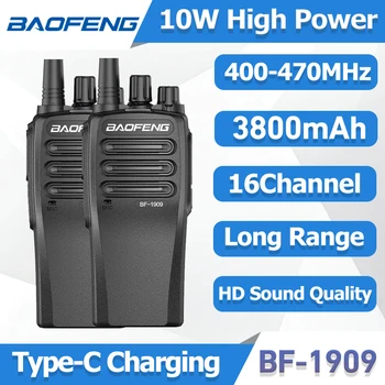 1/2szt Baofeng BF-1909 10W Walkie Talkie UHF400-470MHz Typ-C Ładowanie Radio dwukierunkowe dalekiego zasięgu