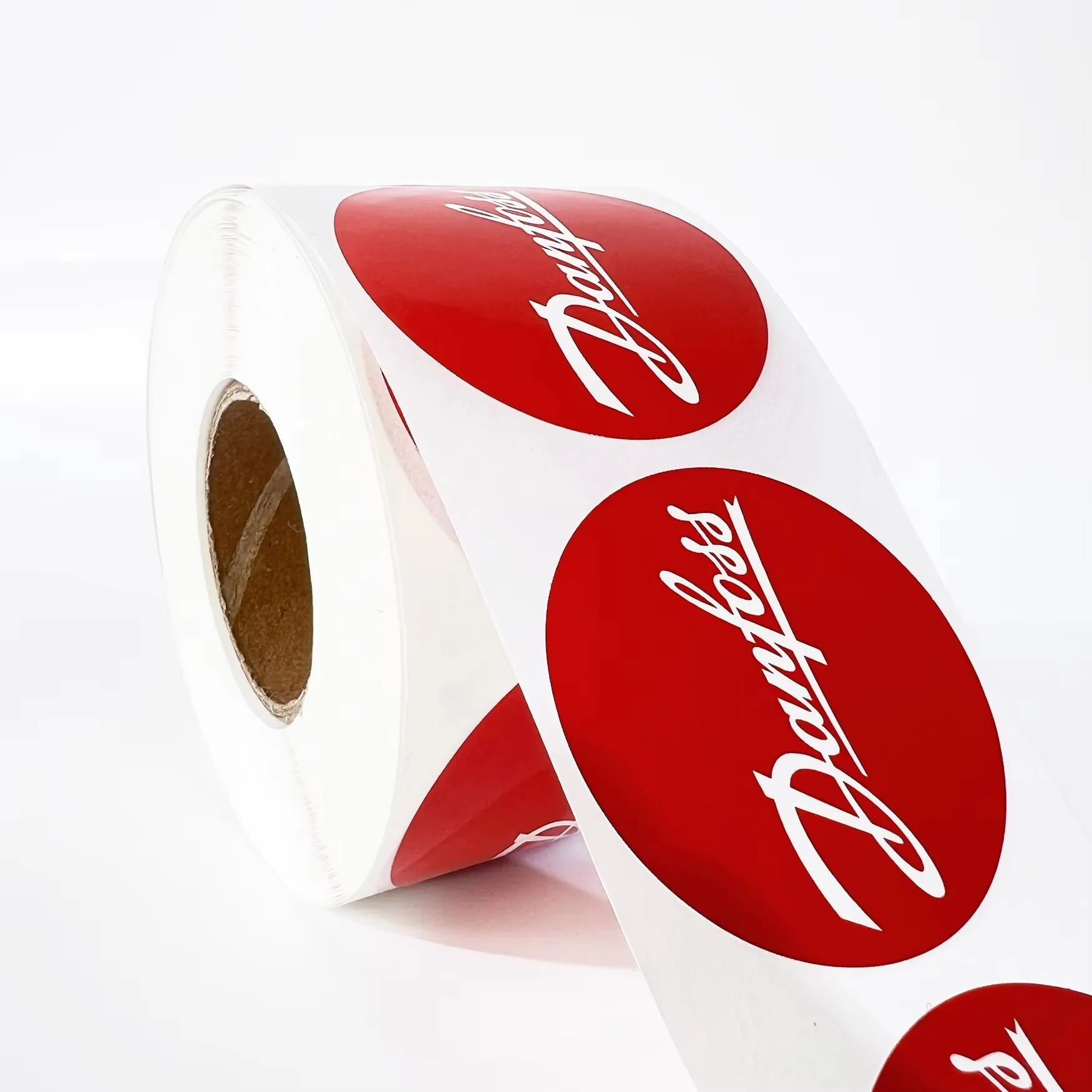 لفة ملصقات الطعام بشعار مخصص | ملصق دائري من الفينيل المقاوم للماء | ملصقات تغليف لاصقة للعلامة التجارية التجارية للختم