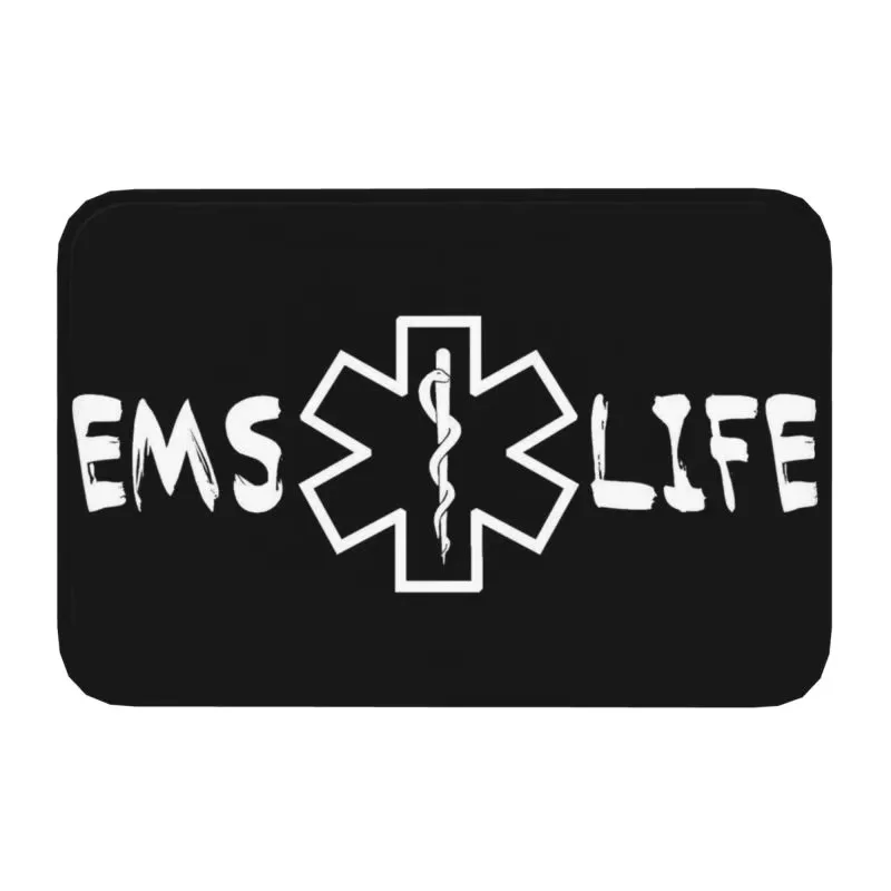 Star of Life Doormat Non-Slip Entrance Kitchen Bathroom Floor Door Mats Emt Paramedic Medical Bedroom Balcony Carpet Rug