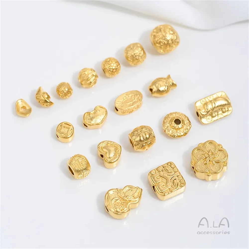 

Vietnam Sand Gold Broken Gold Copper Coin Ingot Lantern Bead Paper Pattern Old Bead Small Fish Bead Partition Jewelry Accessorie