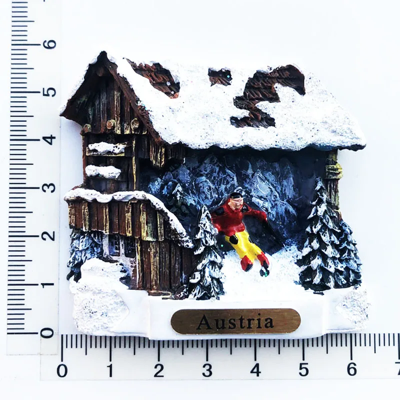 

New Austrian Snowy House Fridge Magnet Cultural Style Message Stickers Tourist Souvenir Resin Craft Decoration