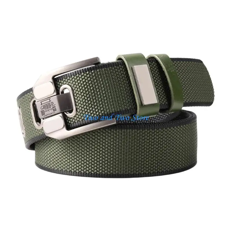 HX6F Fashion Forward Canvas Belt for Men Pin Clasp Detail Waist Strap Band Trendy Sash for Adult Teens Youth