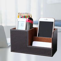 Home Office Wooden Struction Pen Holder Desk Stationery Organizer Storage Box Pen/Pencil ,Cell Phone Business Na