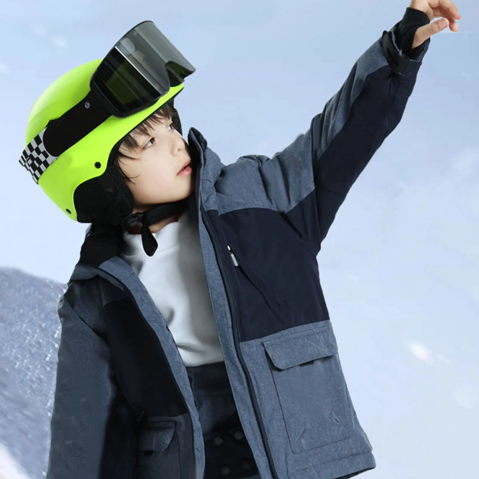 Children's Snowboarding Set,Boys Ski Suit,Winter Warm Kids Skiing Wear,Outdoor Sport Windproof Waterproof Hood Snow Jacket Pants