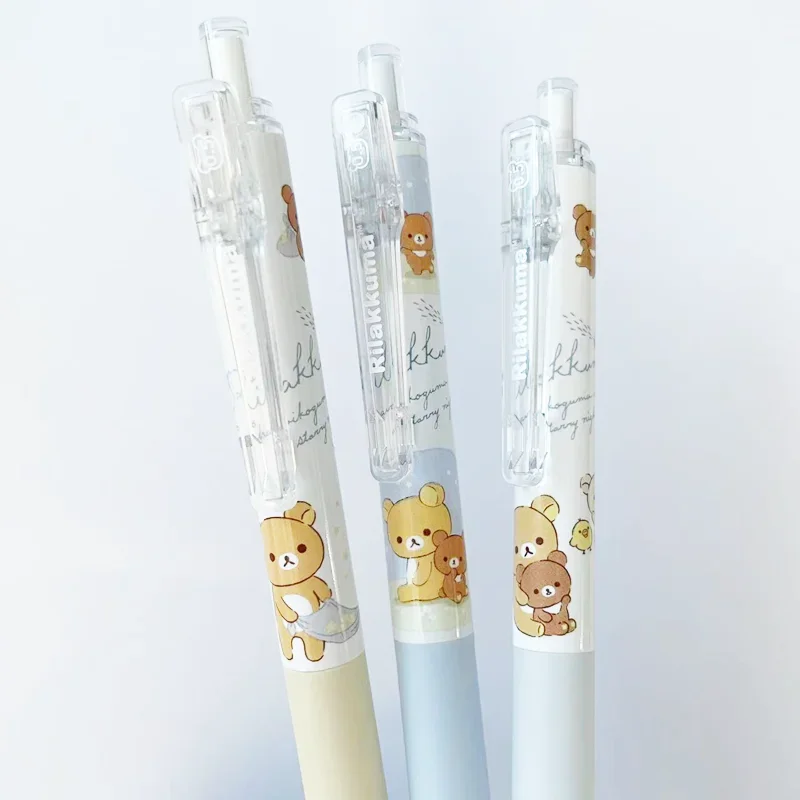 3Pcs AIHAO GP2212 Rilakkuma Press Gel Pens 0.5mm Fine Point Black Pens For Journaling Kawaii School Student Supplies Stationery