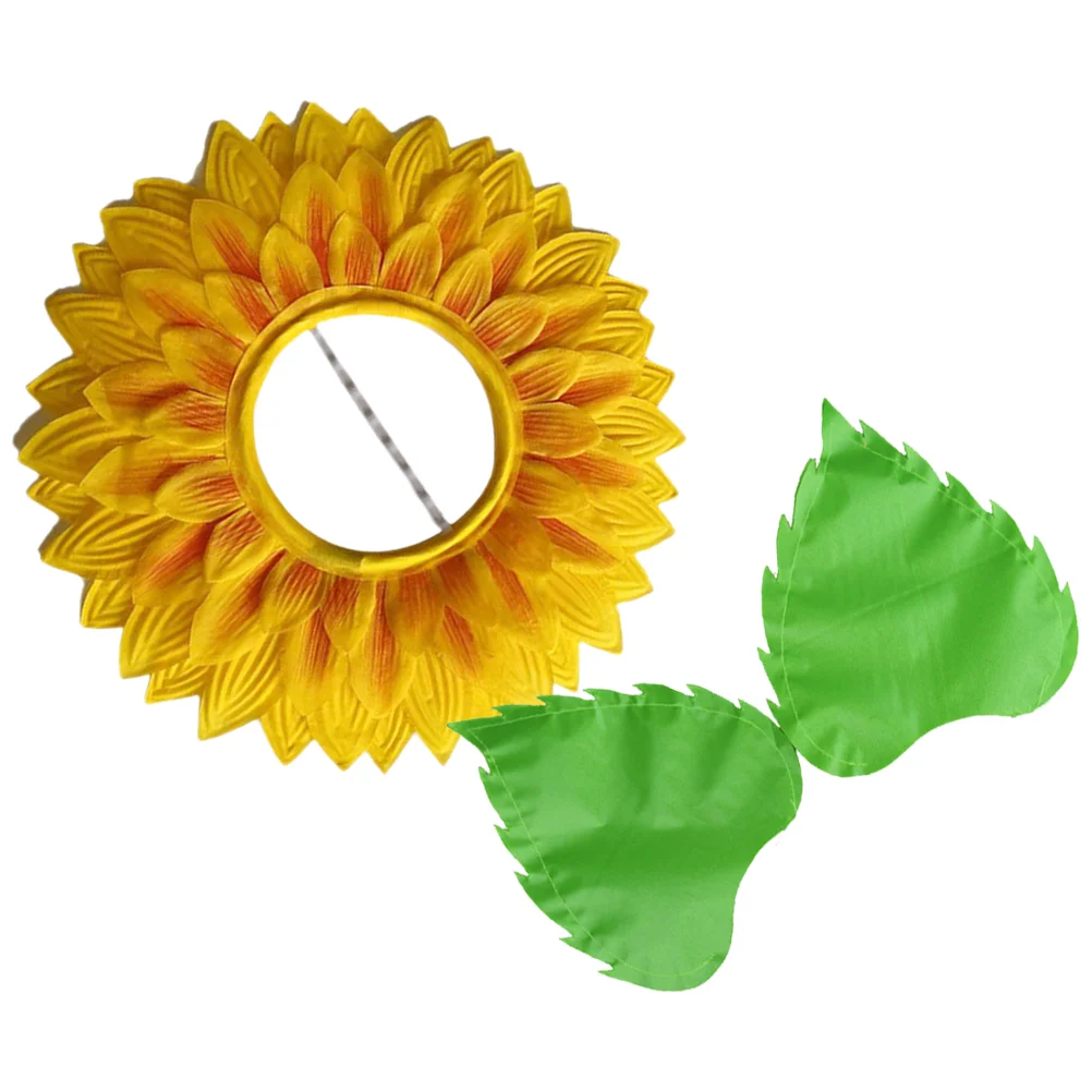 2pcs Sunflower Headgear Kids Flower Costume Realistic Colors Simulation Sunflowers Beautiful Gloves Adorable Design Easy Wear