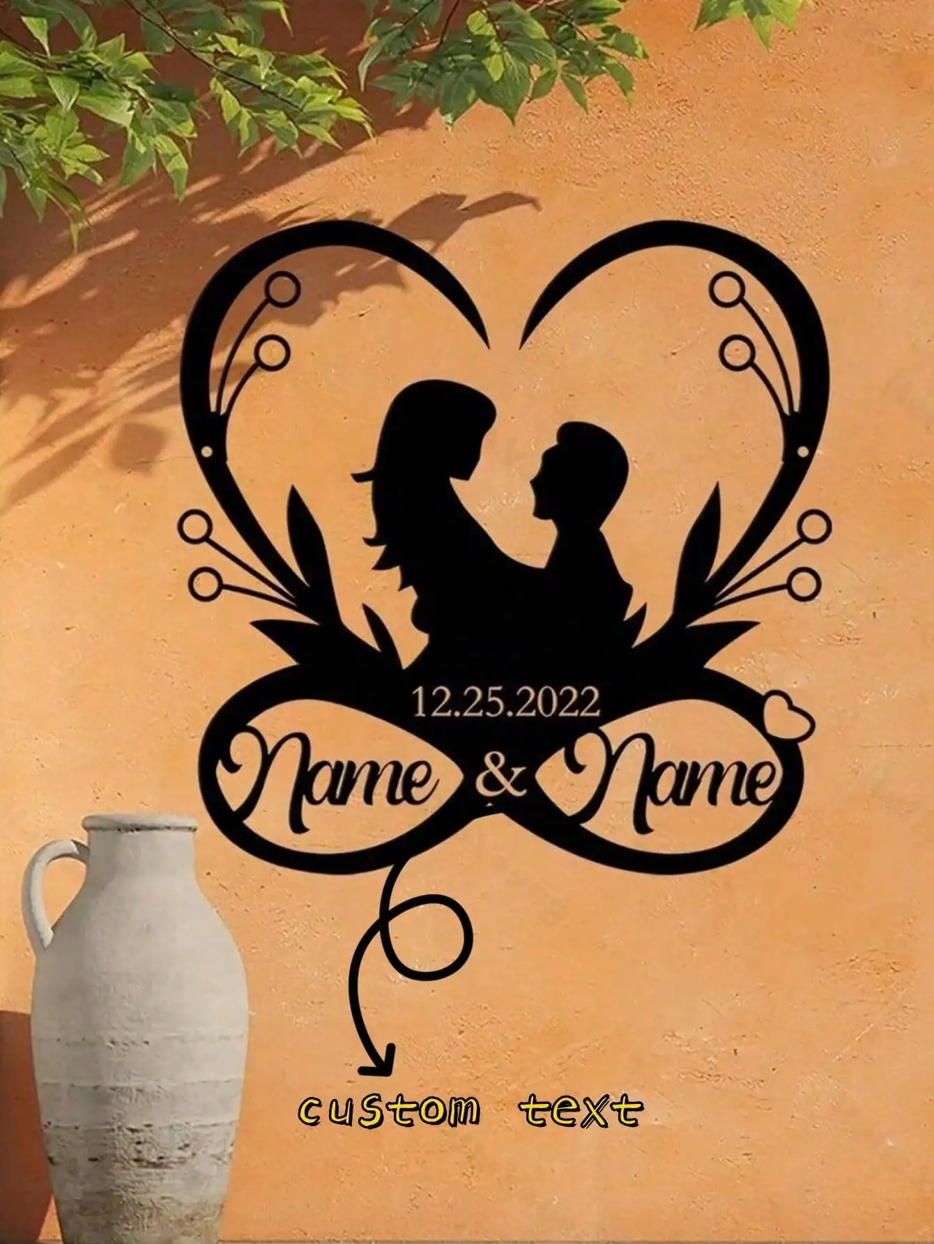 

Custom Infinity Sign Wedding Date Gift Personalized Metal Engagement Anniversary Couples Home Living Room Wall Decor