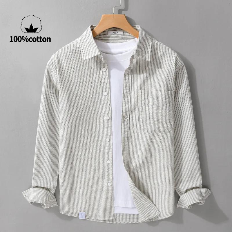 High Quality Men Business Casual Solid Color Shirt Made of 100% Cotton, Breathable and Sweat-wicking, New for The Autumn Season.