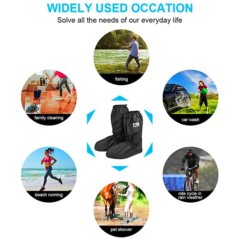 Rain Boot Shoe Cover Black Waterproof with Reflector High Top Clear Shoes Dust Covers for Motorcycle Bike Rain Cover Men Women