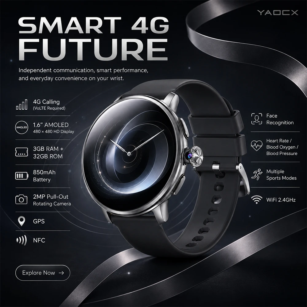 New Women's Smart Watch 4G Full Network NFC Download Any App 1.65