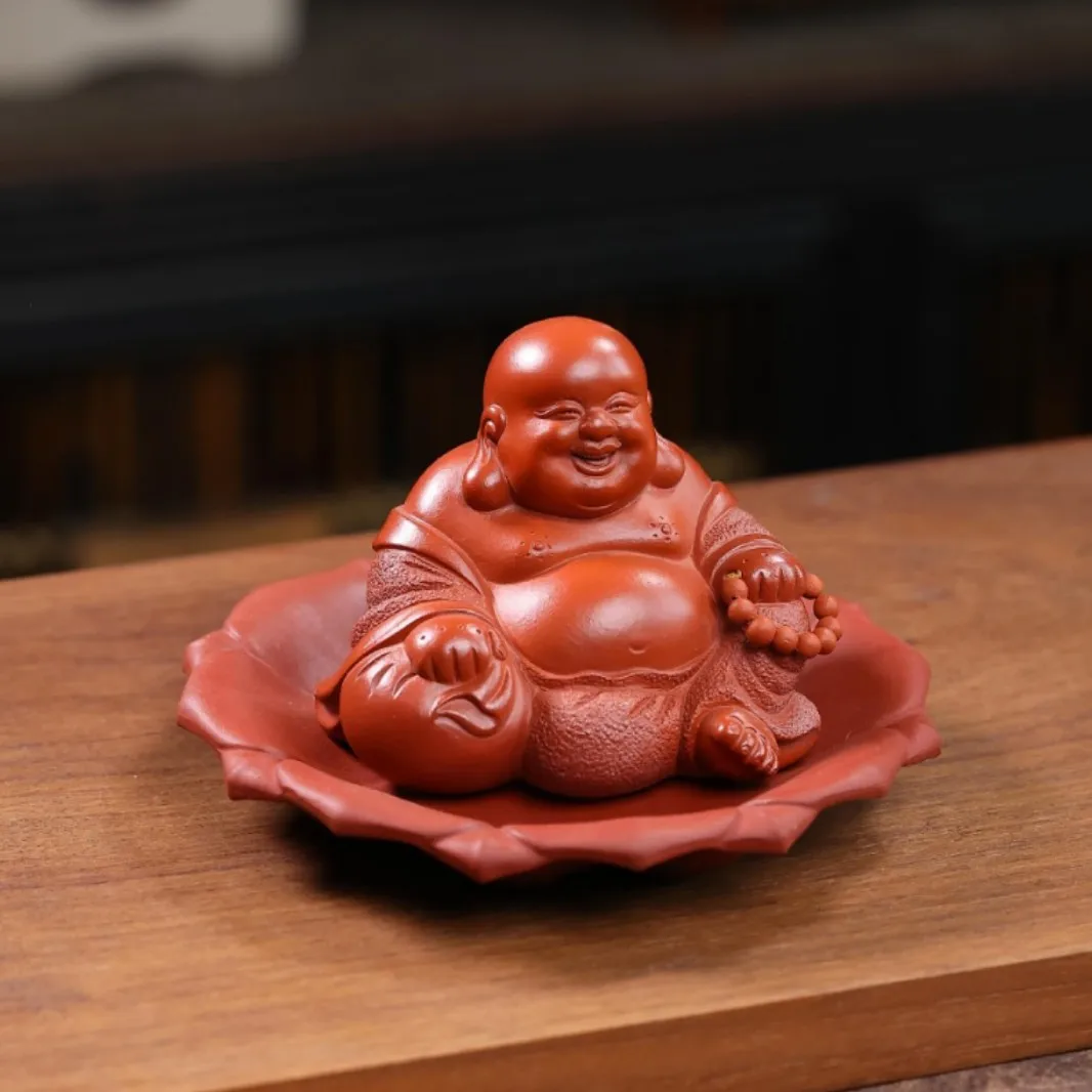 Yixing Original Mineral Purple Clay Pet Ornament Maitreya Buddha Master Wang Qingsheng Purely Handmade Zen Tea Plaything Premium
