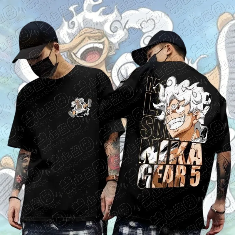 2026 Heißer One Piece Baumwoll-Luffy-T-Shirt für Herren, atmungsaktives Sommer-T-Shirt für Damen und Herren, Oversize Cosplay T-Shirt, bequeme Kleidung für Herren