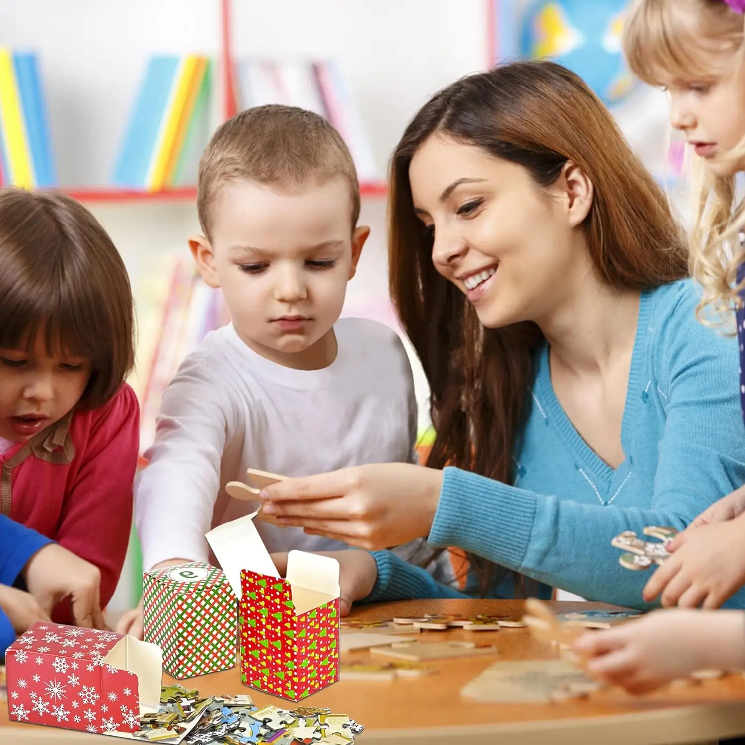 ปฏิทินจุติ 2025 ปริศนาคริสต์มาส - 24 กล่องนับถอยหลังคริสต์มาสสําหรับผู้ใหญ่และเด็ก, เกมครอบครัว 1,000 ชิ้น, Vintage Winter Ho