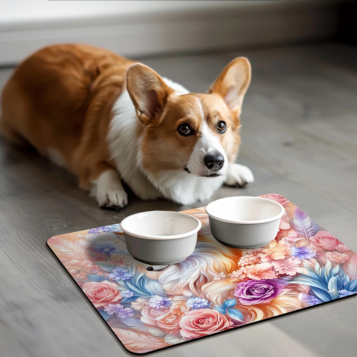 Bohemian Floral Pattern Polyester Absorbent Mat - Stylish Decorative Mat for Home, Kitchen and Living Room Use