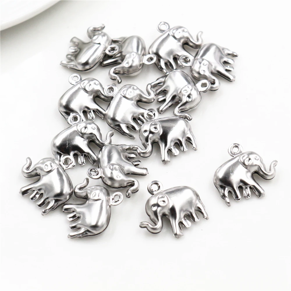 30 sztuk/partia 15x14mm słoń Charms 316 słoń ze stali nierdzewnej słodkie dla naszyjnik zawieszki charms diy biżuteria making-Q3-11