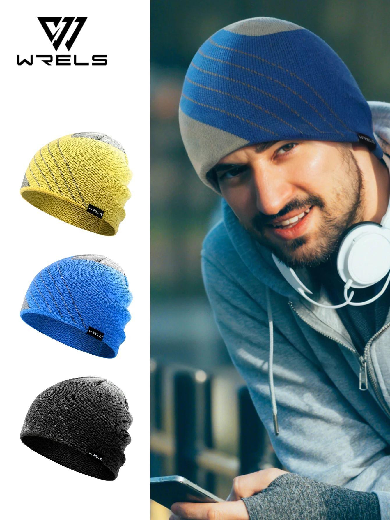 WRELS Outdoor-Sporthut Winter-Fahrradhüte für Herren Warme Kopfbedeckung Winddichte Ski- und Fahrradmütze Camping-Fahrradkappe für Männer – Detail 1