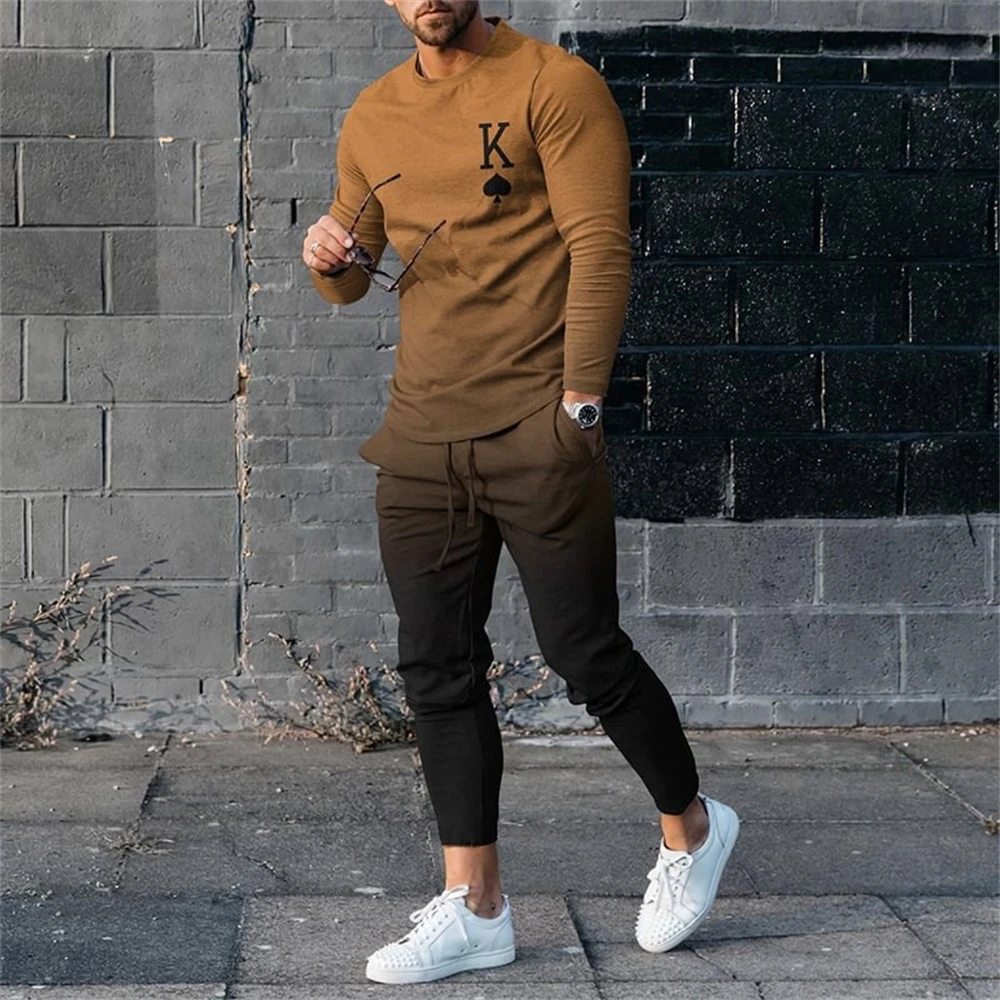 Fashion Men Clothes Set 2024 New Long Sleeved T Shirt+Trousers Casual Tracksuit 2 Piece Suit 3D Print Male Sportswear Streetwear