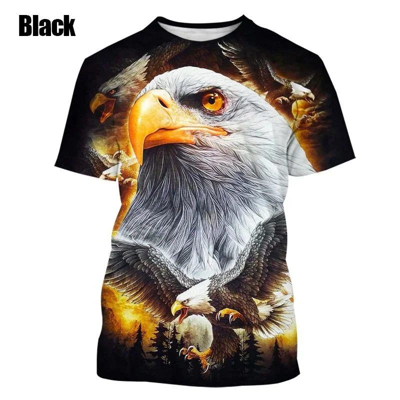 Summer Cool Eagle 3D Printing T Shirt New Fashion Men\'s Round Neck Short-sleeved Bald Eagle T-shirt