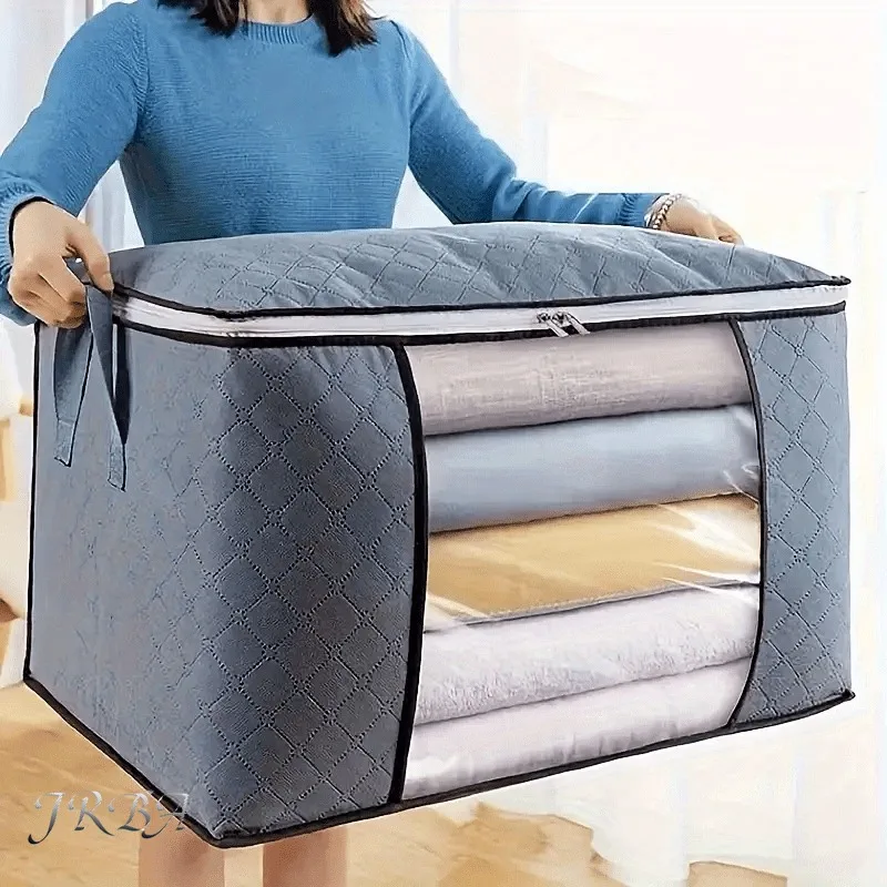 Borsa portaoggetti extra large con maniglia - Borsa portatile per organizzare vestiti e trapunte con finestra, in resistente materiale di poliestere, adatta per
