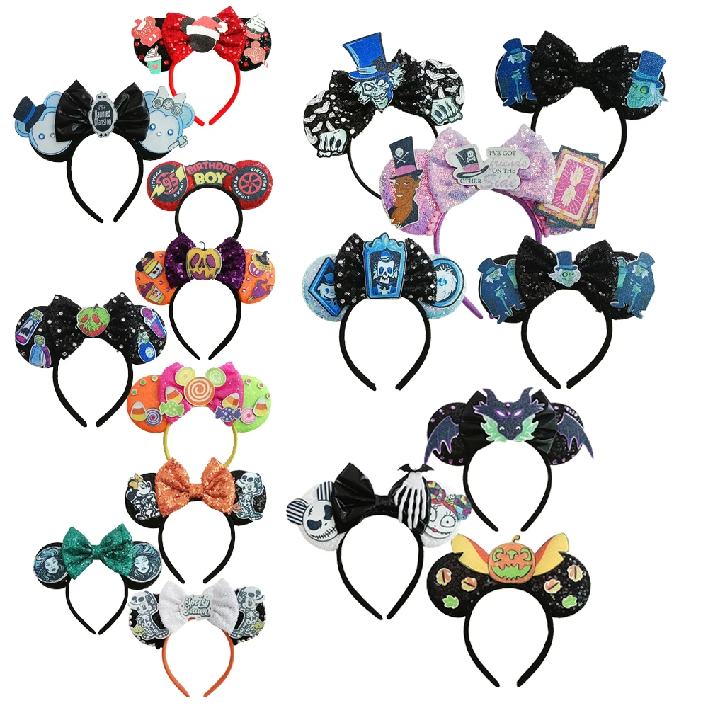 3pcs Halloween Ghost Bat Skeleton Mickey Mouse Headband Girl