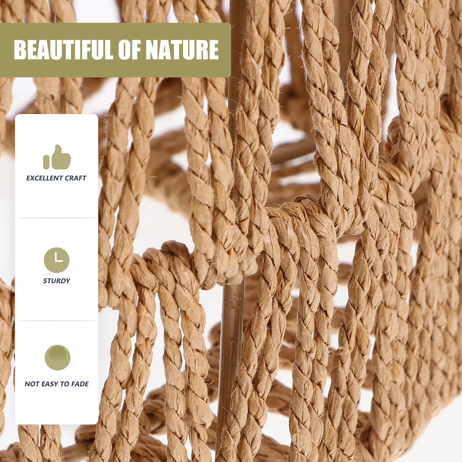 Straw Rope Woven Lampshade Rustic Ceiling Lamp Cover Size S Barrel Pendant Lamp Shade Indoor Lighting Accessory