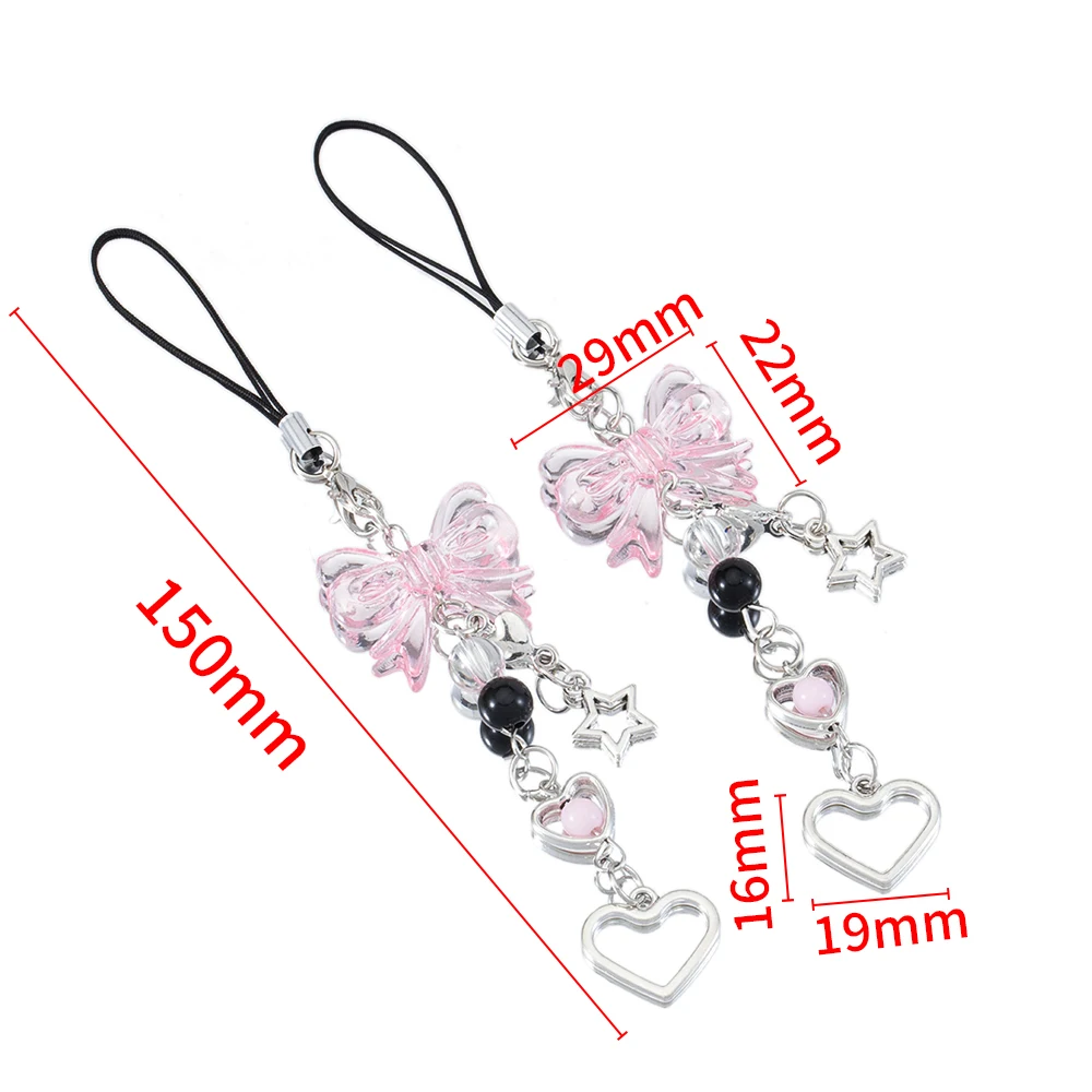 Y2K Bow Heart Star Phone Charm Keychain image