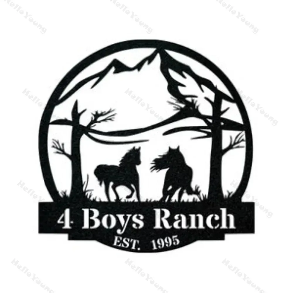 Metal Sign of Wild Horses Monogram, Customized with Style. Decor Piece with Nature's Allure,Rustic Appeal, and Western Elegance