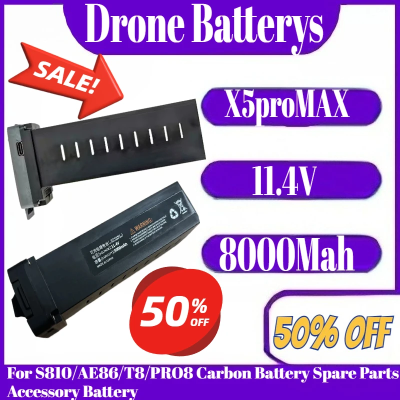 

X5proMAX Drone Battery 11.4V 8000Mah For S810/AE86/T8/PRO8 Carbon Battery Spare Parts Accessory Battery