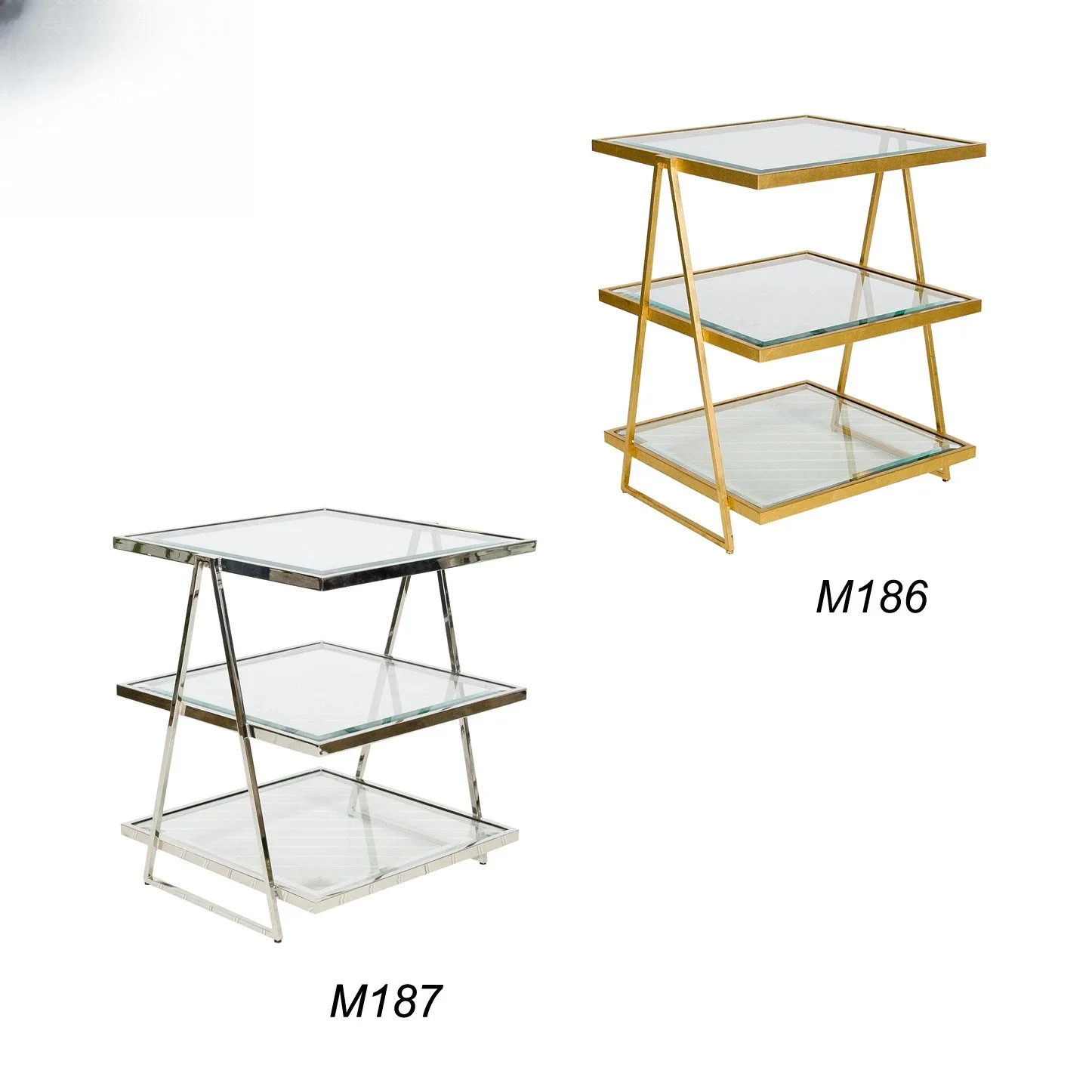 미국식 라이트 럭셔리 개성 있는 모던 3단 스테인리스 스틸 엣지 테이블/소프트 데코레이션