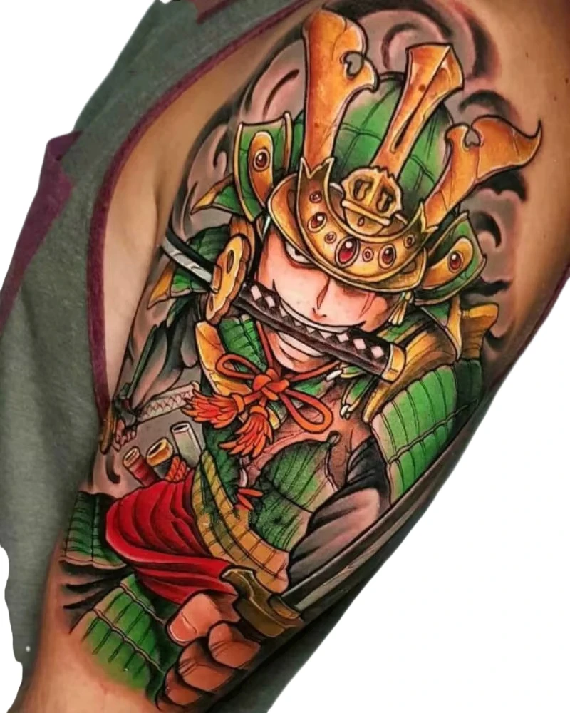 

Anime Green Armored Warrior Temporary Tattoos Big Size Cartoon Waterproof Fake Tattoo Stickers Arm Leg Neck Tatoo Body Sticker