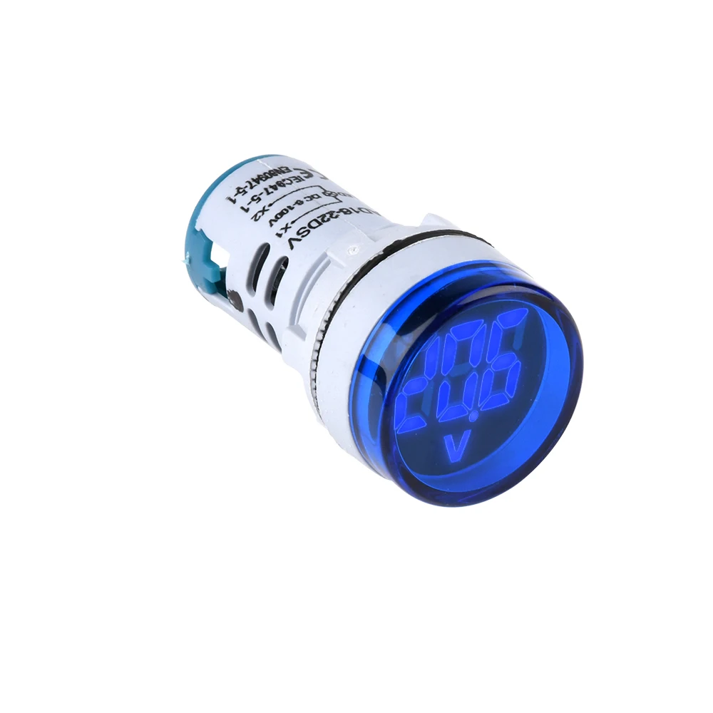 22mm Hole Digital Voltmeter DC6-100V Round Voltage Detector Tester Mini LED Voltage Indicator Signal Light Monitor