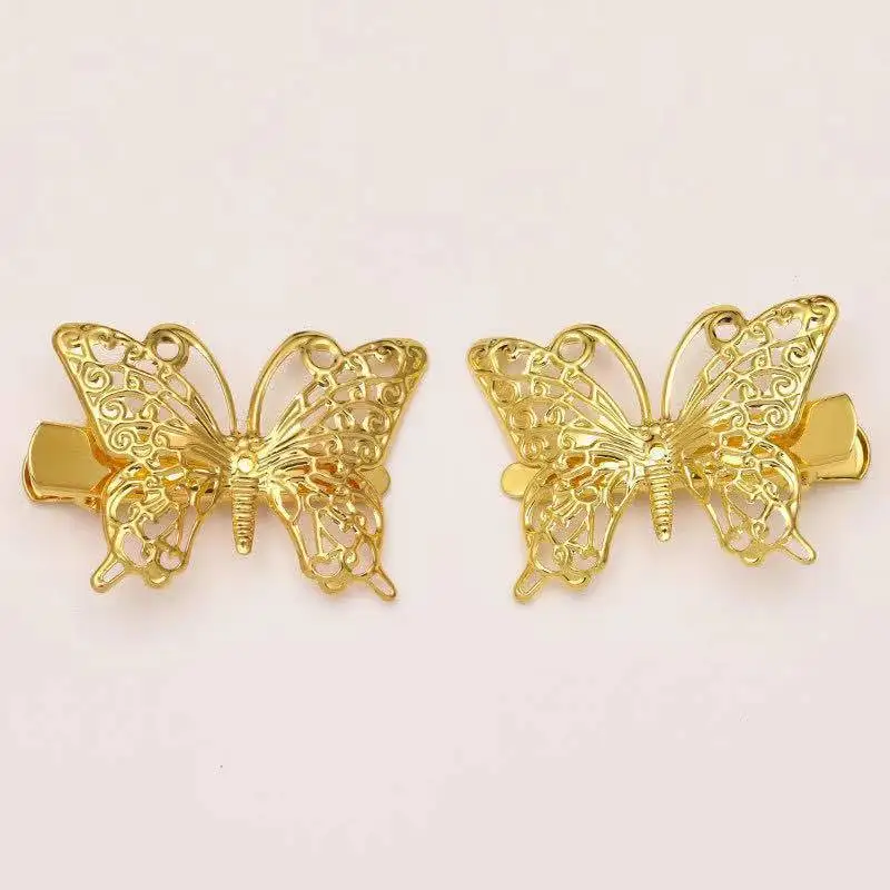 2Pcs Hollow Butterfly Hair Clips Metal Hairpins Gold Bridal Headpiece Bobby Pins Headdress Jewelry Styling Accessories