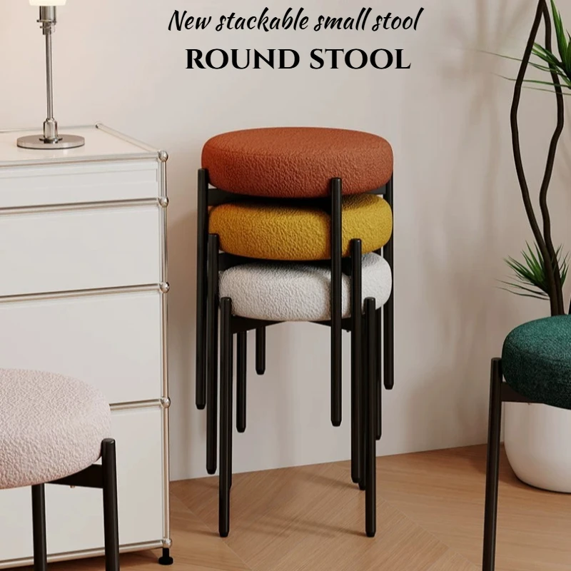 Clearance Modern Stool Stackable Floor Metal Upholstered Stool Makeup Portable Sgabello Pieghevole Portatile Home Furniture
