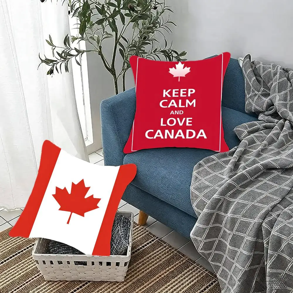 Country Nation Canada Cushion Cover Fluffy velvet Nordic style plush Living room sofa decorative