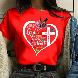 Lord with Your Heart Print Women T Shirt Short Sleeve O Neck Loose Women Tshirt Ladies Tee Shirt Tops Clothes Camisetas Mujer