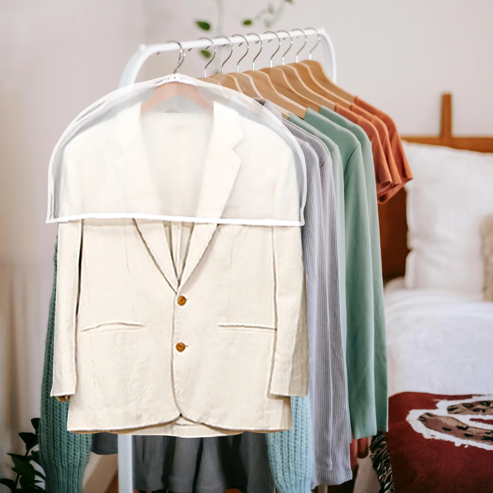 

6Pcs Translucent Dust Protector Garment Shoulder Covers Plastic Clothes Cover Breathable Closet Storage Bags Reusable