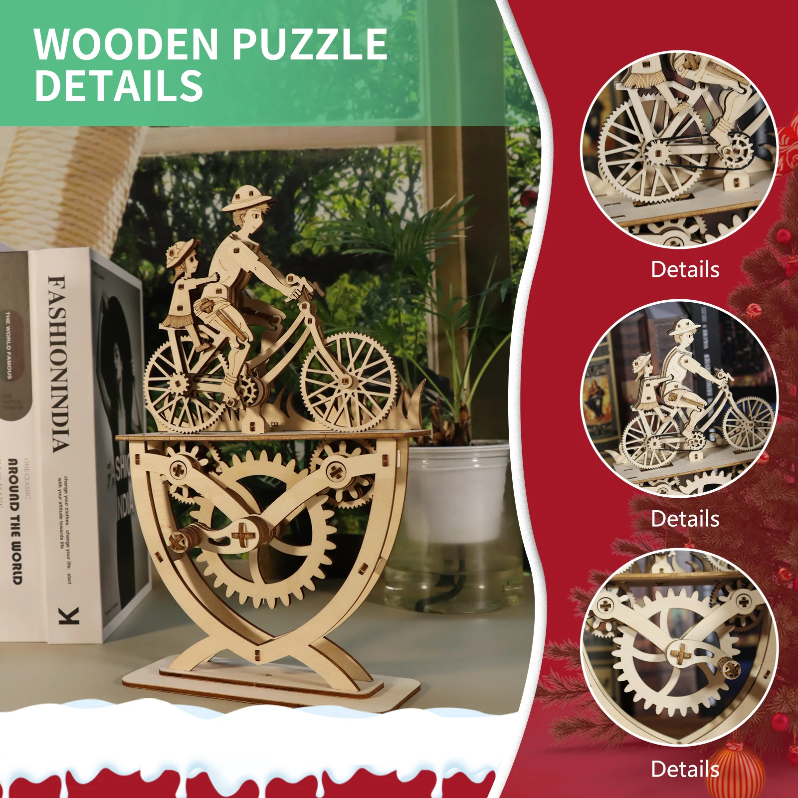 Rompecabezas de madera 3D para padre e hijo, hija, Kits de modelos de montaje de bicicleta hechos a mano, decoración creativa, 2 uds.